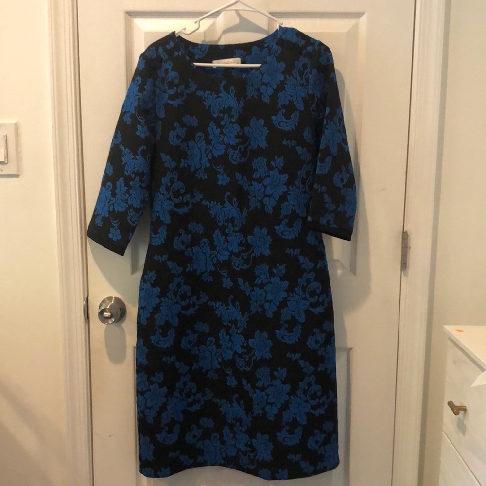 Black Dress With Dark Blue Flowers